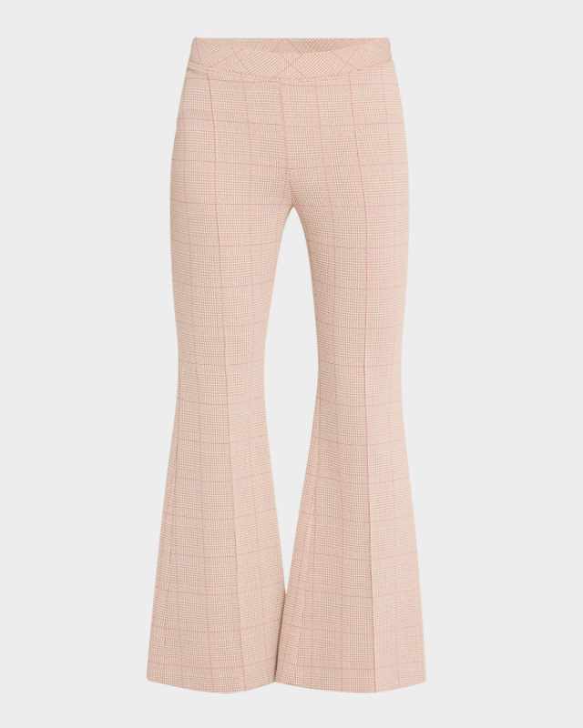 Plaid Flare Crop Pull-On Trousers